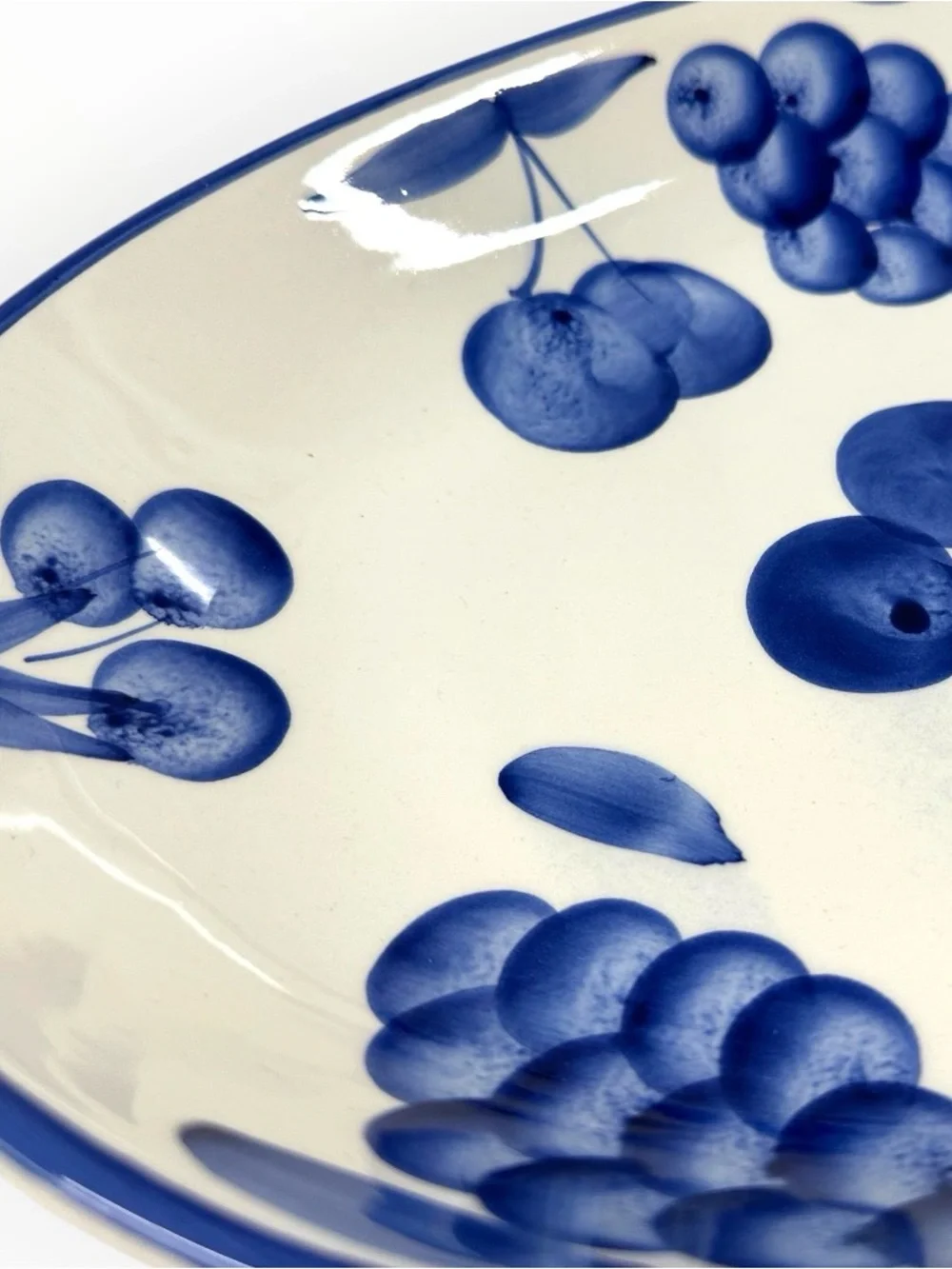 Stoviglieria Italy Blue Fruit Hand Painted Oval Serving Platters Set Of 2 Vtg